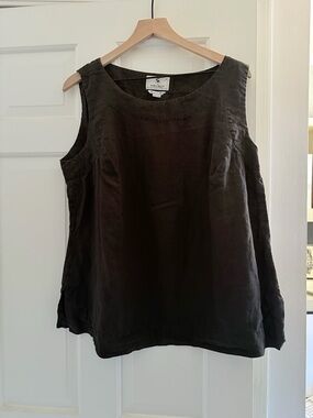 Voyage by Marina Rinaldi Dark Brown Linen Tank - Made In Italy Size 27 US Large